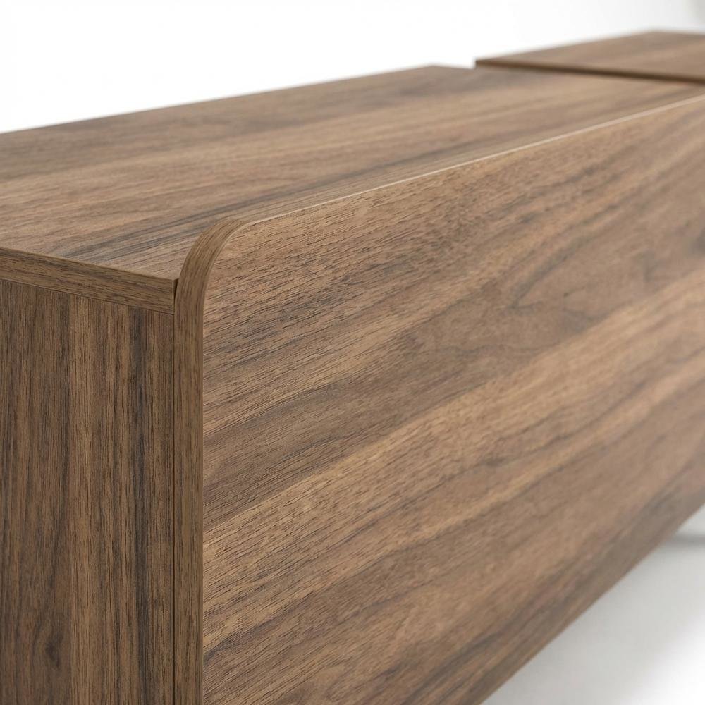 Walnut Modern TV Stand for 75-Inch Screen with Engineered Wood Finish