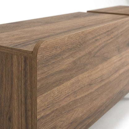 Walnut Modern TV Stand for 75-Inch Screen with Engineered Wood Finish
