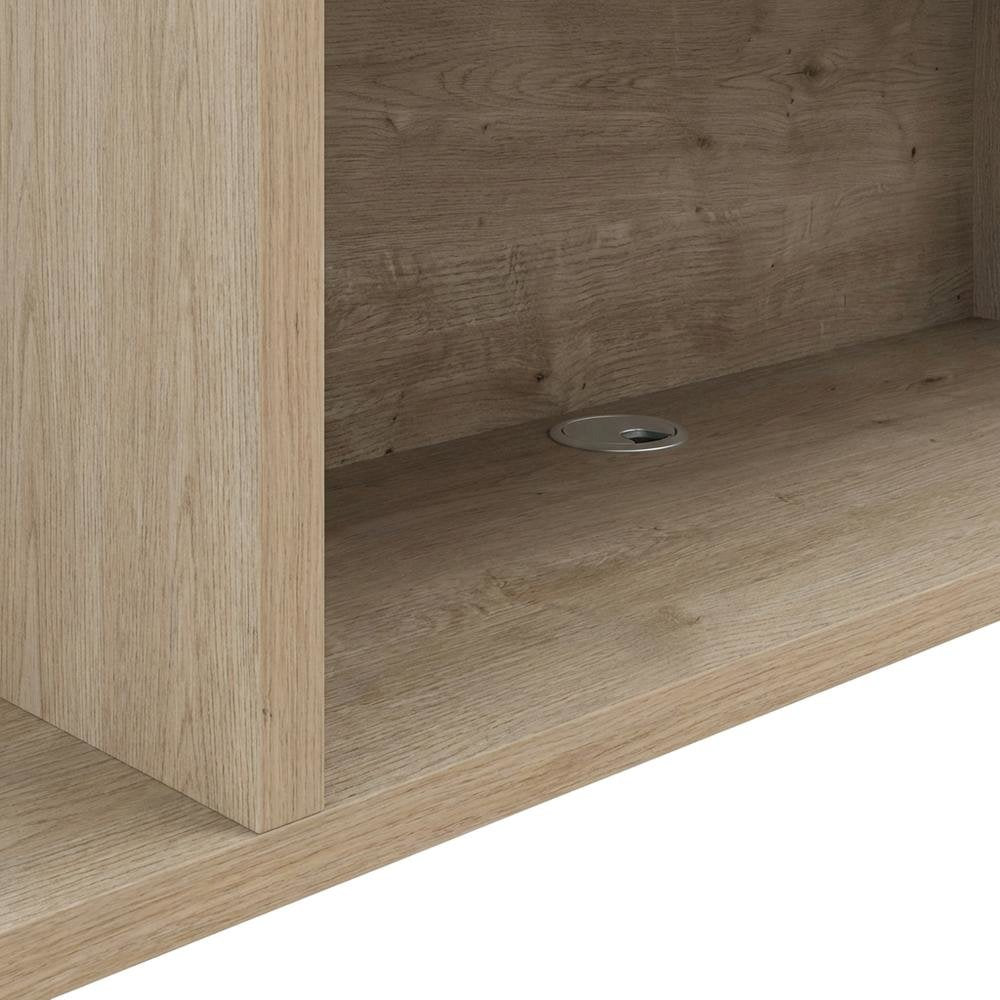 Beige Wall Mount TV Stand for 65 Inch Screens with Engineered Wood Shelf