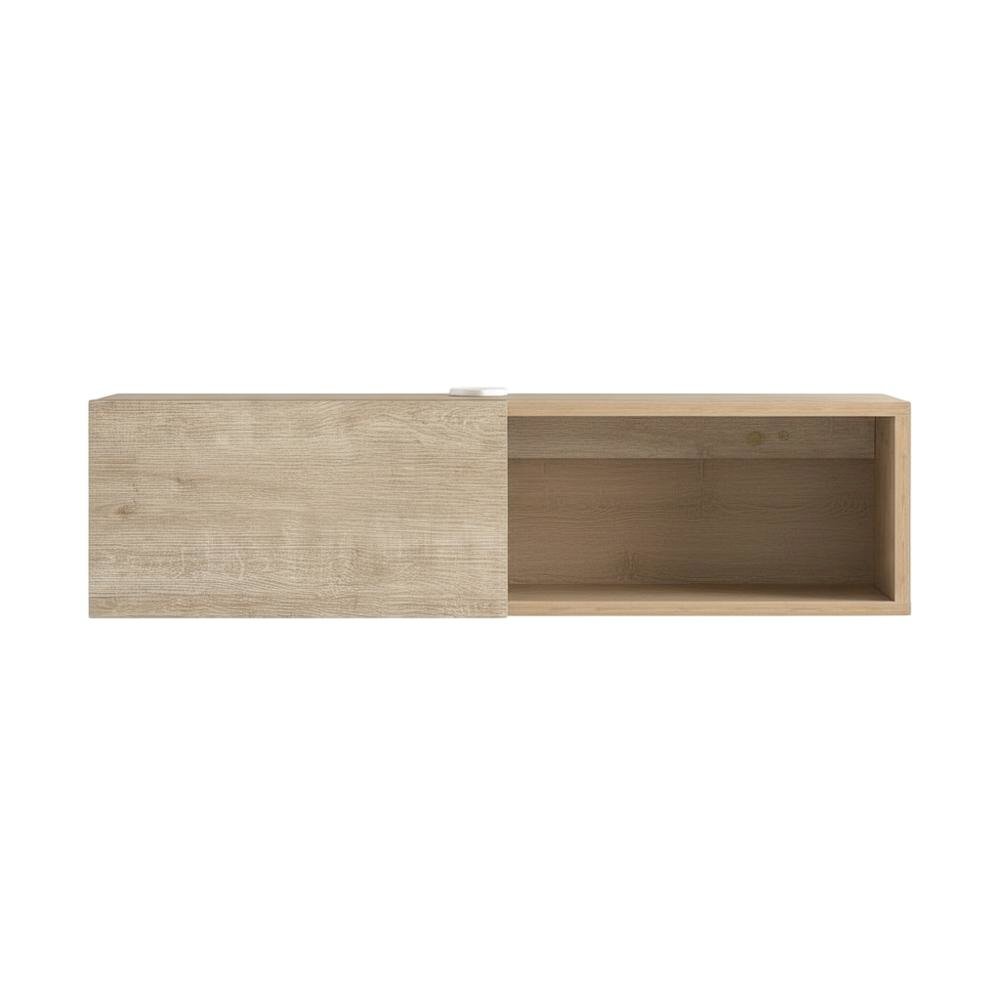 Oak Floating TV Stand with 1 Shelf and 1 Door, Engineered Wood Finish