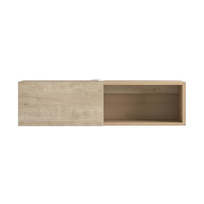 Oak Floating TV Stand with 1 Shelf and 1 Door, Engineered Wood Finish
