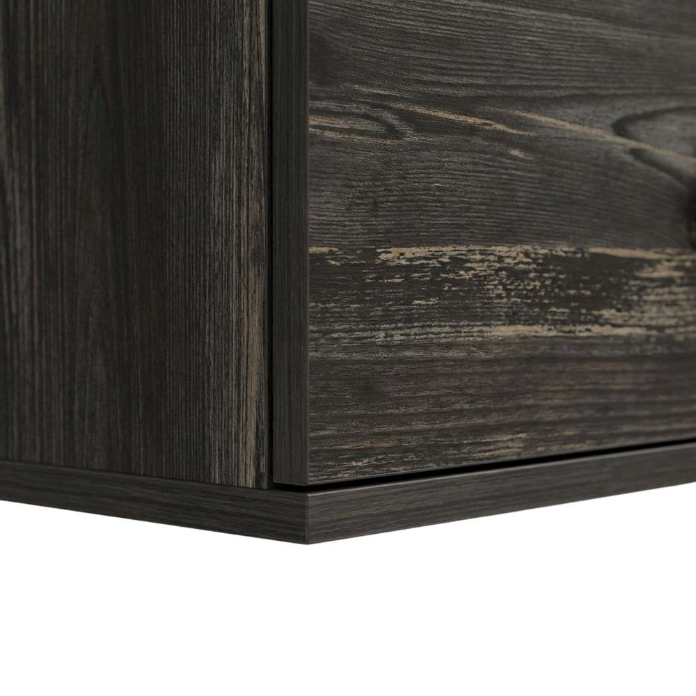 Black Oak Wall-Mounted TV Stand with Engineered Wood Finish