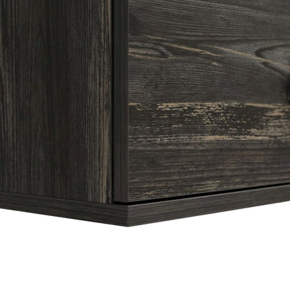 Black Oak Wall-Mounted TV Stand with Engineered Wood Finish