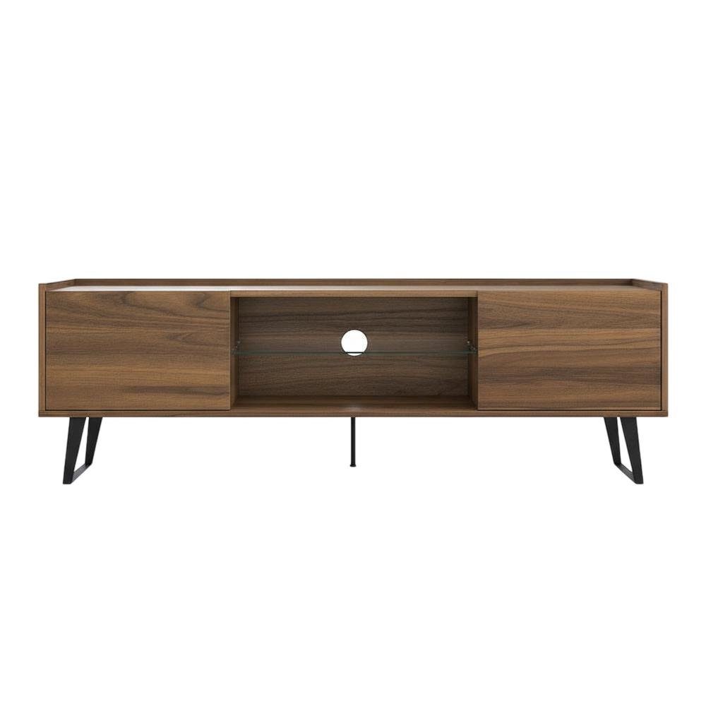 Walnut TV Stand, 65-80 Inch Flat Screen Televisions in Engineered Wood Finish