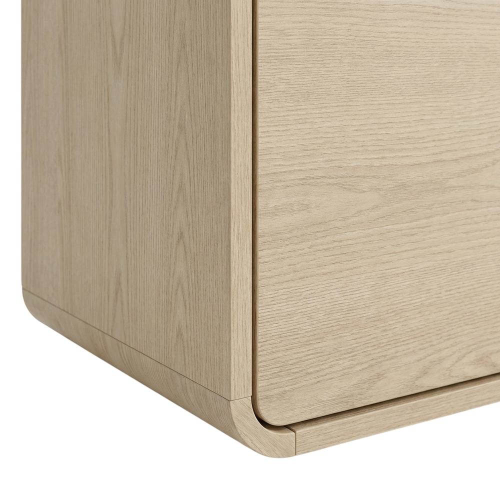 Modern Brown Floating TV Stand Wall Mounted for 80 Inch TVs with Wooden Veneers