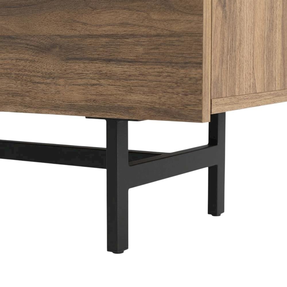 Walnut Modern TV Stand for 75-Inch Screen with Engineered Wood Finish