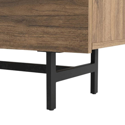 Walnut Modern TV Stand for 75-Inch Screen with Engineered Wood Finish