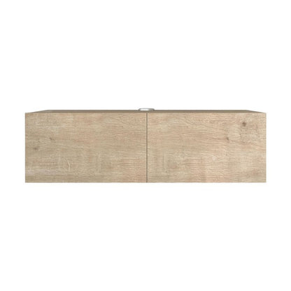 Oak floating TV stand, 2 doors, engineered wood, 36-inch width, modern design