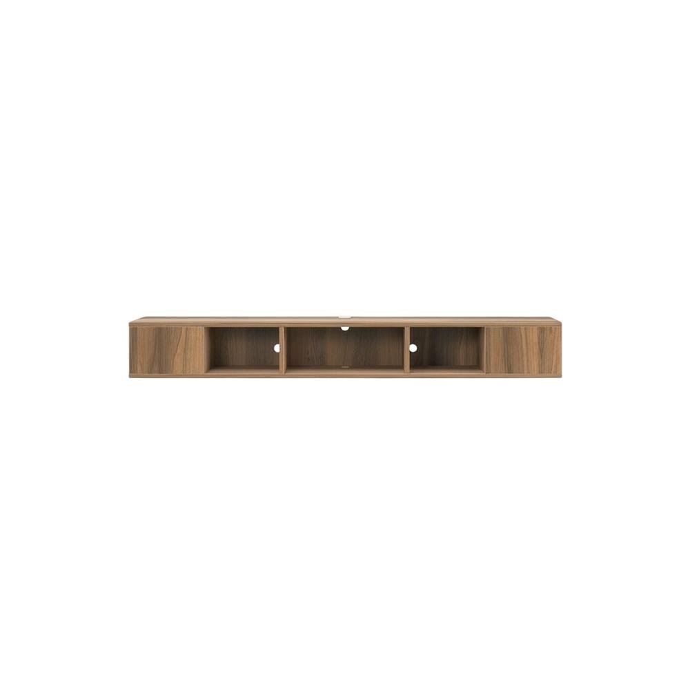 Walnut Floating TV Stand with Wall Mount Design and Engineered Wood Finish