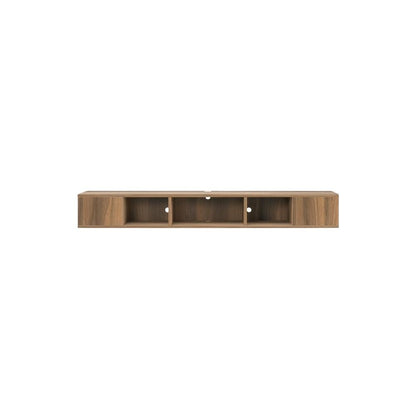 Walnut Floating TV Stand with Wall Mount Design and Engineered Wood Finish