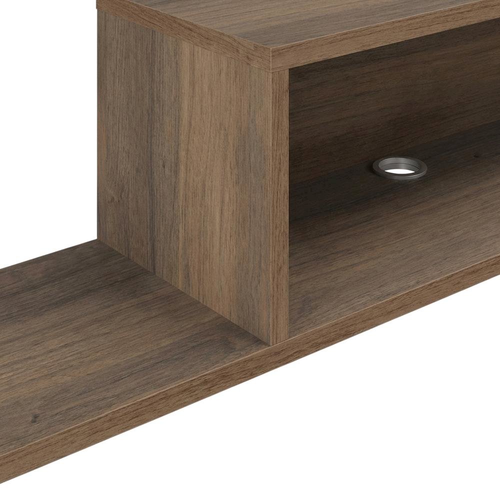 Brown Wall-Mounted TV Stand, Up to 65 Inch Screens, Engineered Wood Design