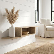 Beige Wall Mount TV Stand for 65 Inch Screens with Engineered Wood Shelf