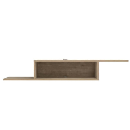 Beige Wall Mount TV Stand for 65 Inch Screens with Engineered Wood Shelf