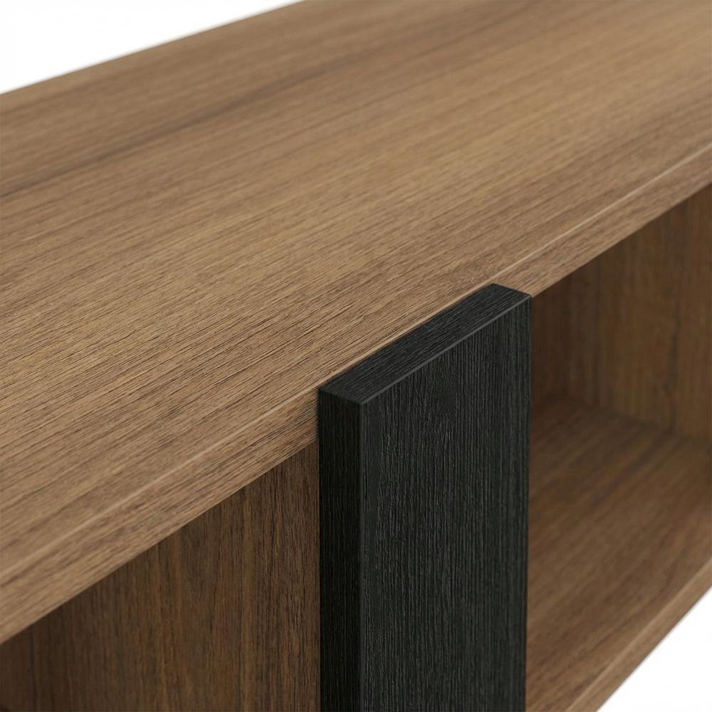 Brown Wall-Mounted TV Stand for 75 Inch TVs with Engineered Wood Design
