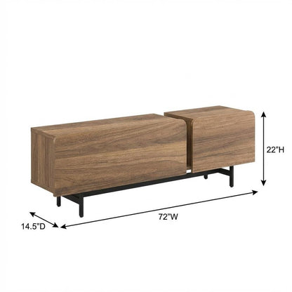 Walnut Modern TV Stand for 75-Inch Screen with Engineered Wood Finish