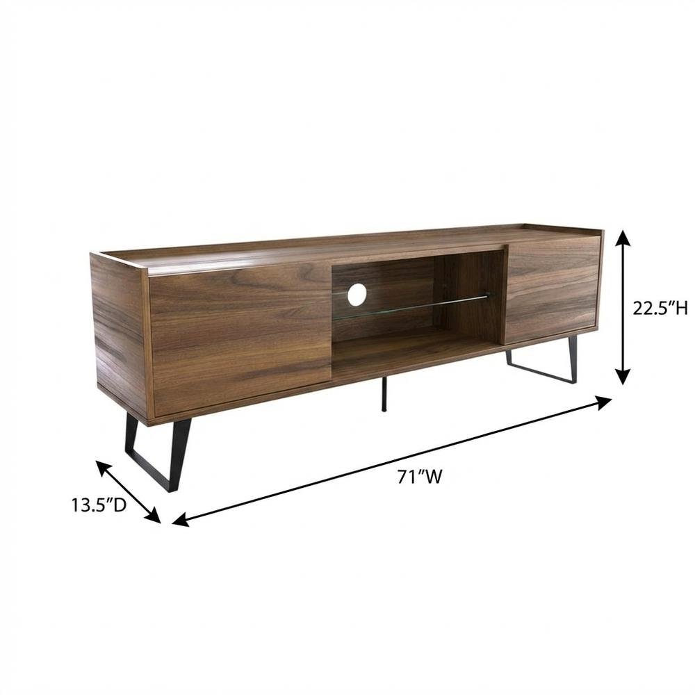 Walnut TV Stand, 65-80 Inch Flat Screen Televisions in Engineered Wood Finish