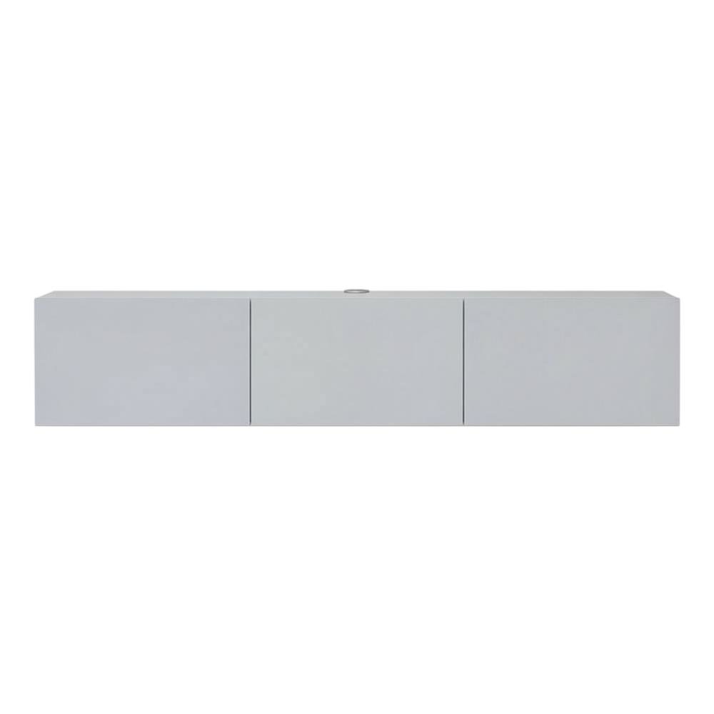 White Floating TV Stand for 75 Inch Screens with Solid Wood and Veneer Finish