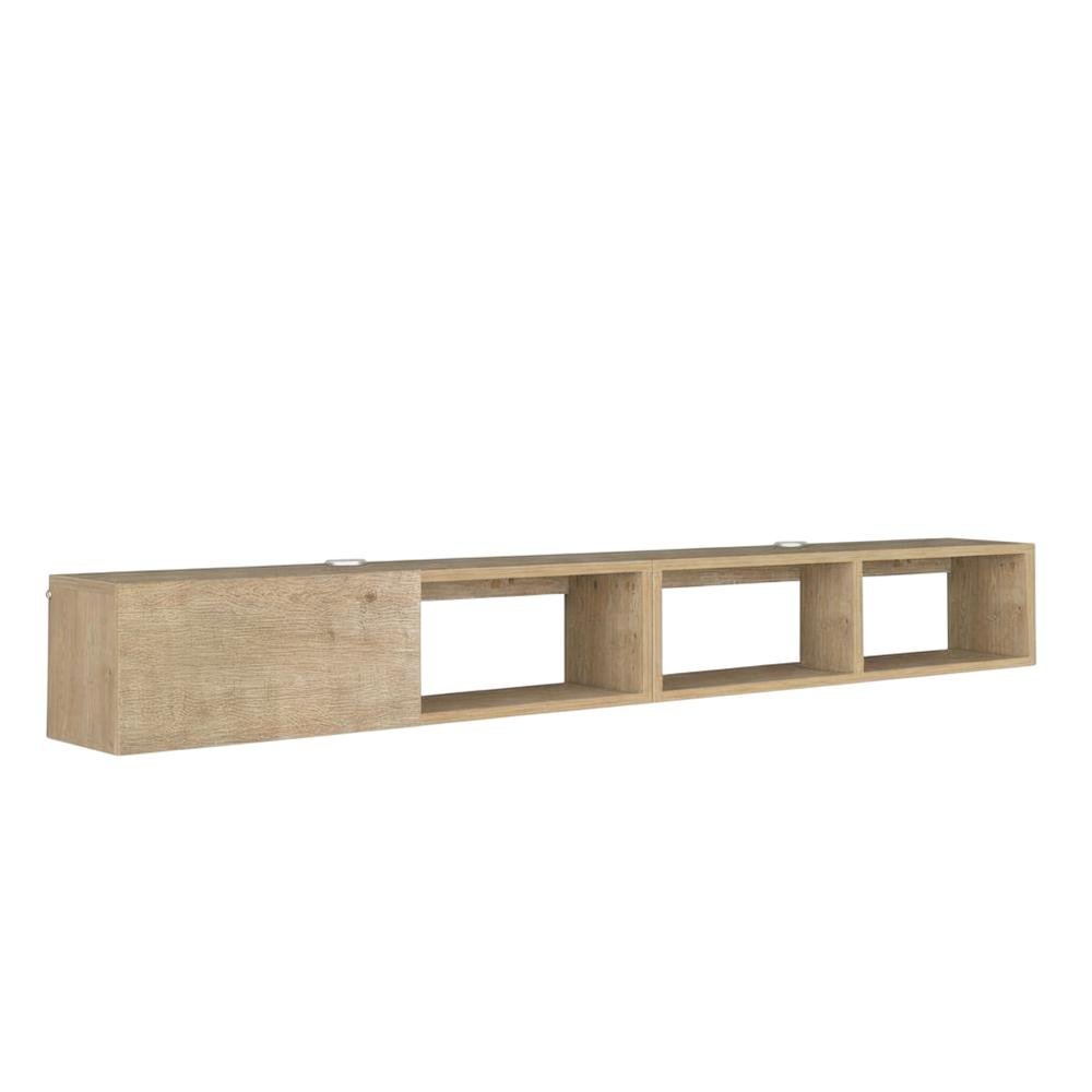 Oak Floating Wall-Mounted TV Stand for 75 Inch Flat Screens Durable Engineering