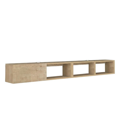 Oak Floating Wall-Mounted TV Stand for 75 Inch Flat Screens Durable Engineering