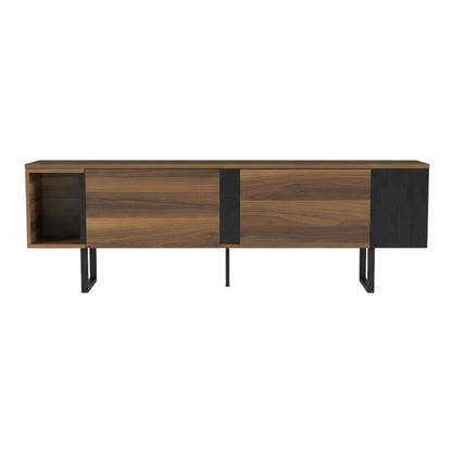 Walnut Finish TV Stand for 75 Inch Living Room Entertainment Center