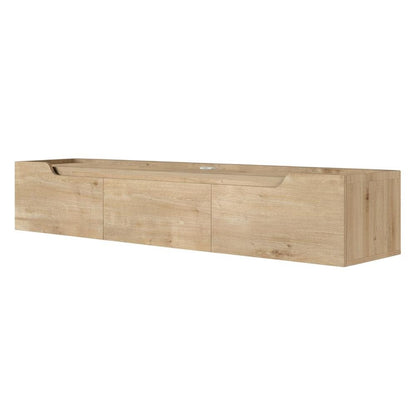 Beige Wall-Mounted TV Stand for Up to 80 Inch Televisions with Engineered Wood