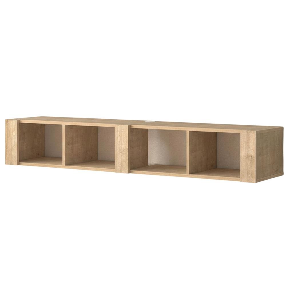 Beige Floating TV Stand for 75 Inch TVs – Wall Mounted Entertainment Center