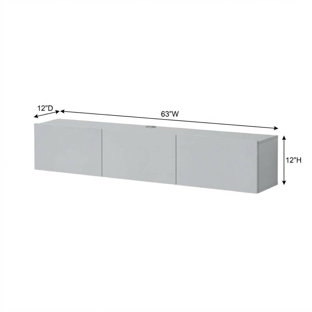 White Floating TV Stand for 75 Inch Screens with Solid Wood and Veneer Finish