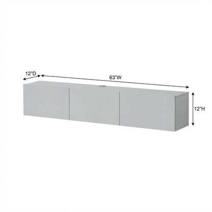 White Floating TV Stand for 75 Inch Screens with Solid Wood and Veneer Finish