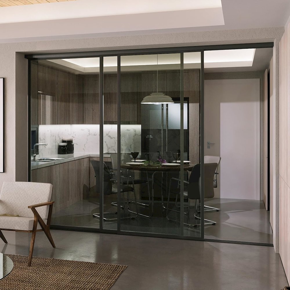 Glass Room Divider Panel and Partition Wall