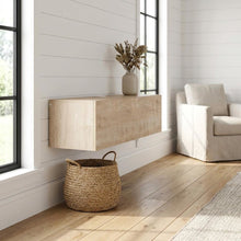 Oak Floating TV Stand with 1 Door and Modern Design for Living Room