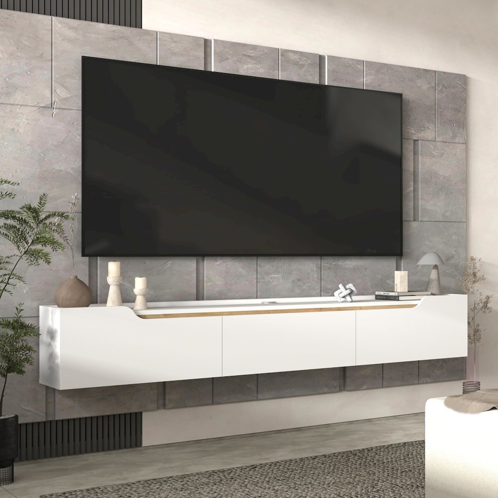 Floating TV Stand for Up to 80 Inch TVs – Wall Mounted Entertainment Center