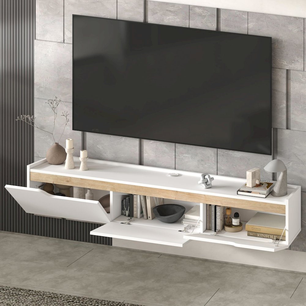 Floating TV Stand for Up to 80 Inch TVs – Wall Mounted Entertainment Center