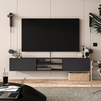 Atelier Mobili Floating TV Stand 70 Inch, Wall Mounted Entertainment Center