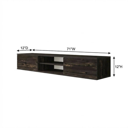 Black Oak Wall-Mounted TV Stand with Engineered Wood Finish