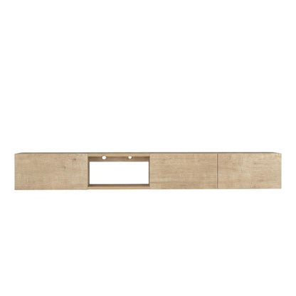Oak Floating TV Stand for Wall Mounting, Modern Design, 75 Inch Compatible