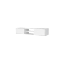 White Floating TV Stand with Wall Mount Design and Engineered Wood Finish