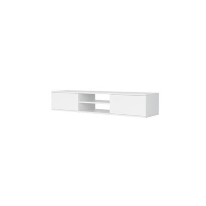 White Floating TV Stand with Wall Mount Design and Engineered Wood Finish