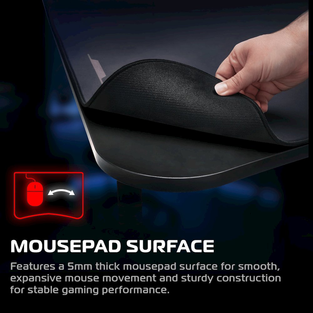 Gaming Desk with Cable Management - 48 Inch Full Computer Desk Mouse Pad- Black