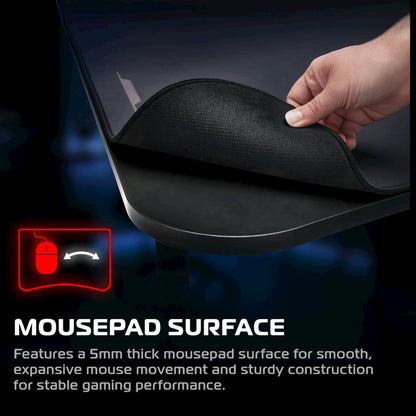 Gaming Desk with Cable Management - 48 Inch Full Computer Desk Mouse Pad- Black
