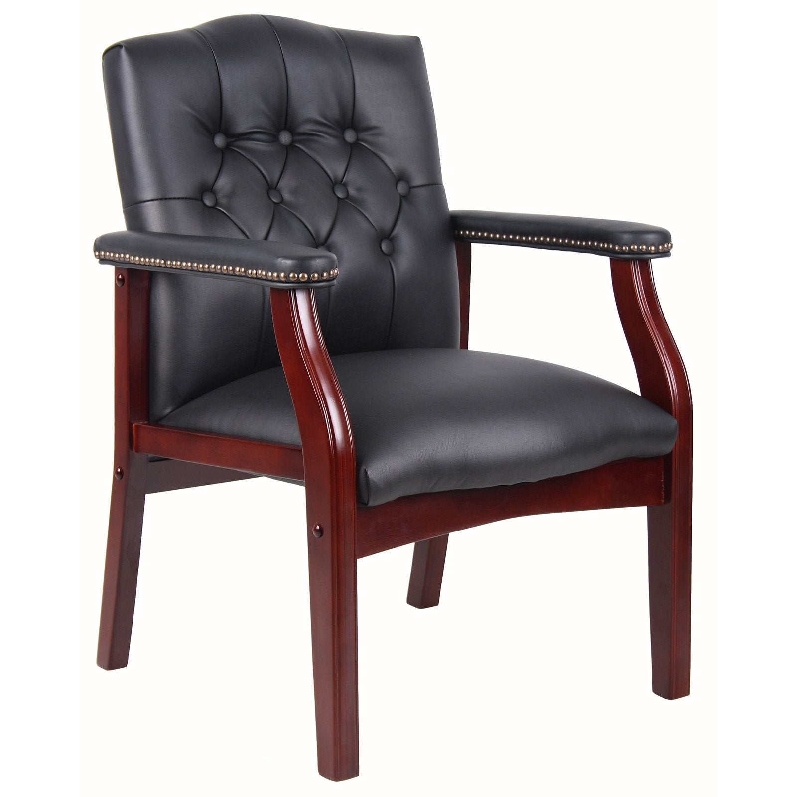 Leather Reception Guest Chairs  W/Padded Seat and Arms Ergonomic Mid-Back Office Executive Side Chair for Meeting Waiting Room Conference Office Guest Chairs,Black