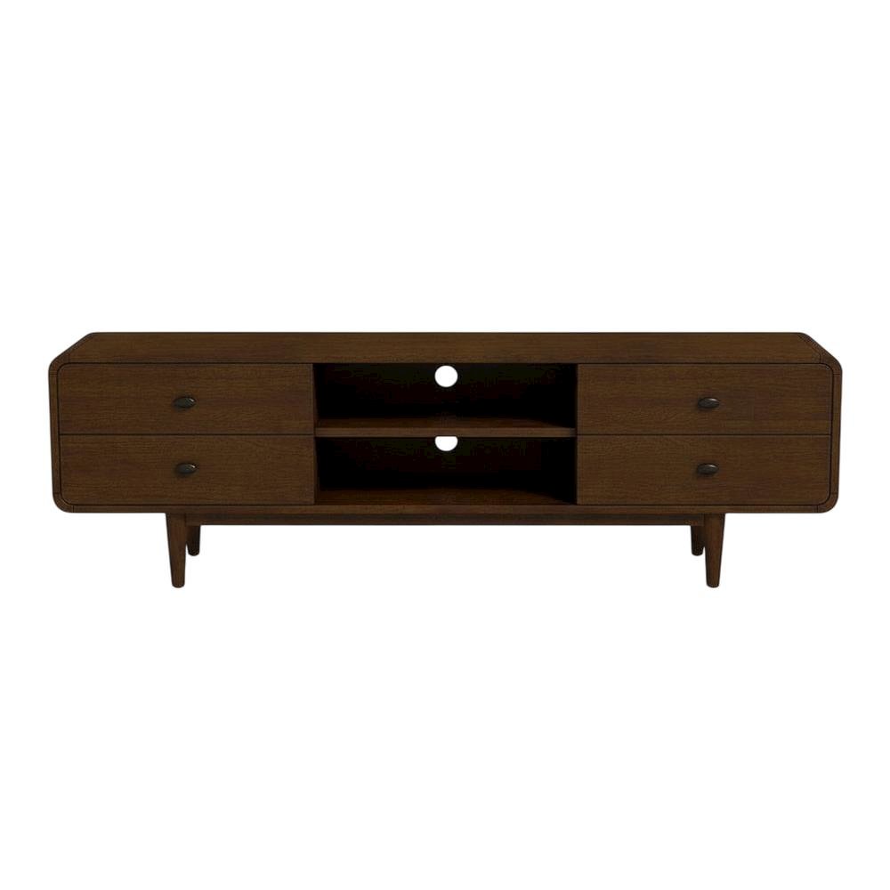 Brown Wood Mid Century Modern TV Stand with Sleek Design and Ample Storage