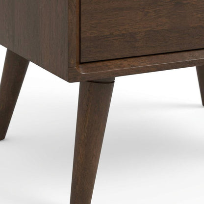 Brown Nightstand with 2 Drawers and Smooth Surface Finish