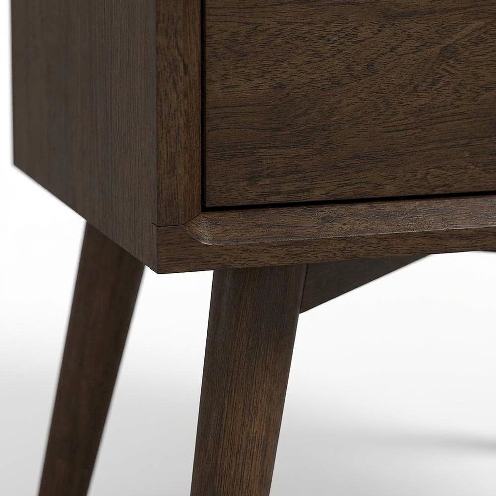Brown Mid Century Modern Nightstand with Compact Storage and Sleek Design