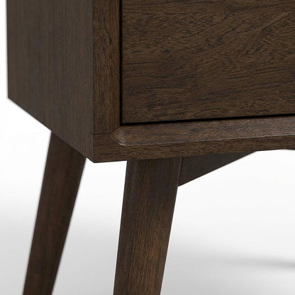Brown Mid Century Modern Nightstand with Compact Storage and Sleek Design