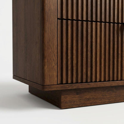 Walnut Nightstand with 3 Drawers and Modern Storage Design