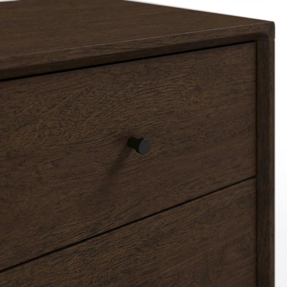 Brown Mid Century Modern Nightstand with Compact Storage and Sleek Design