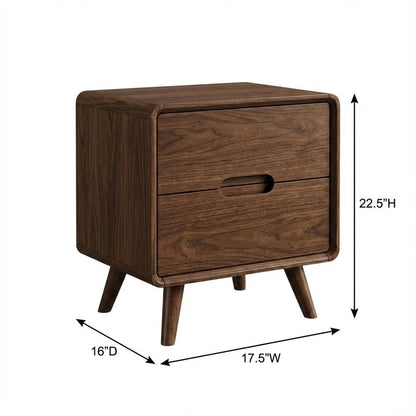 Brown Nightstand with 2 Drawers and Smooth Surface Finish