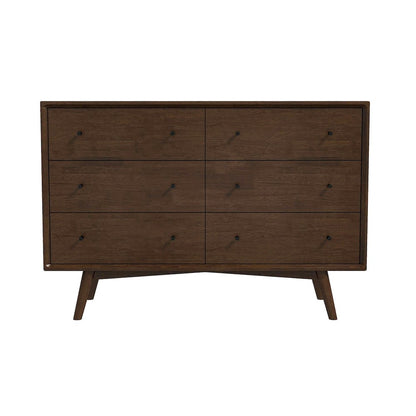 Solid Wood 6-Drawer Dresser for Bedroom, Real Wood Construction, Brown