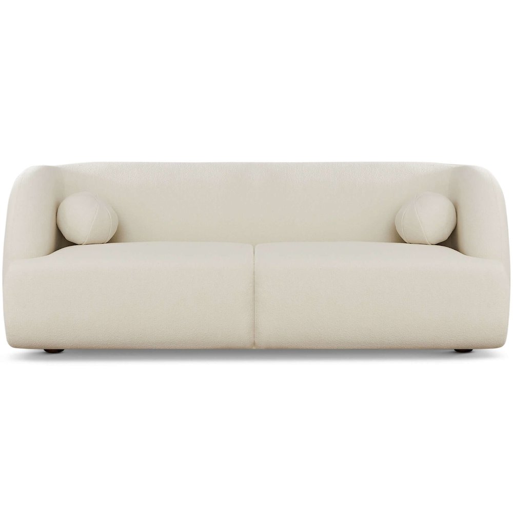 Beige Boucle Sofa with Foam Cushions, Comfortable Living Room Couch