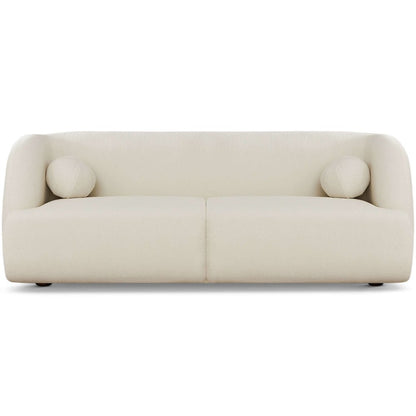 Beige Boucle Sofa with Foam Cushions, Comfortable Living Room Couch